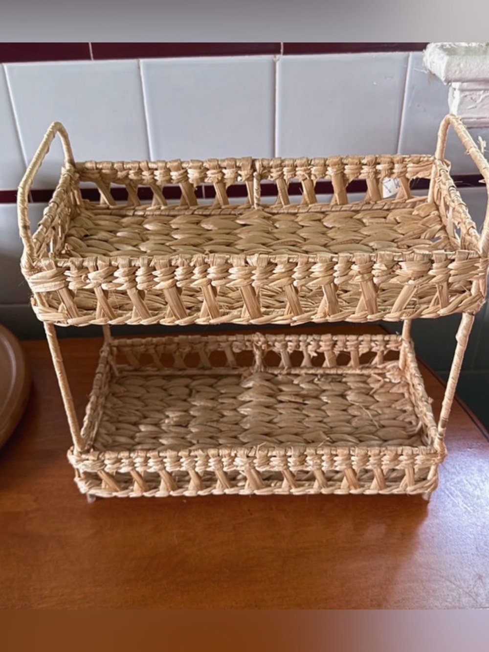 Natural Rattan/Wicker Woven Tiered Vanity Tray for Home/Bath - Threshold